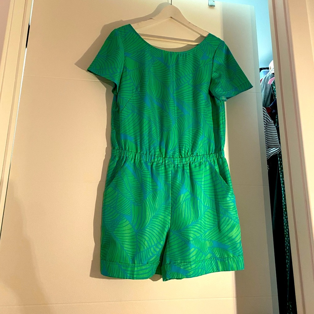 LOFT romper green and blue. Size 4